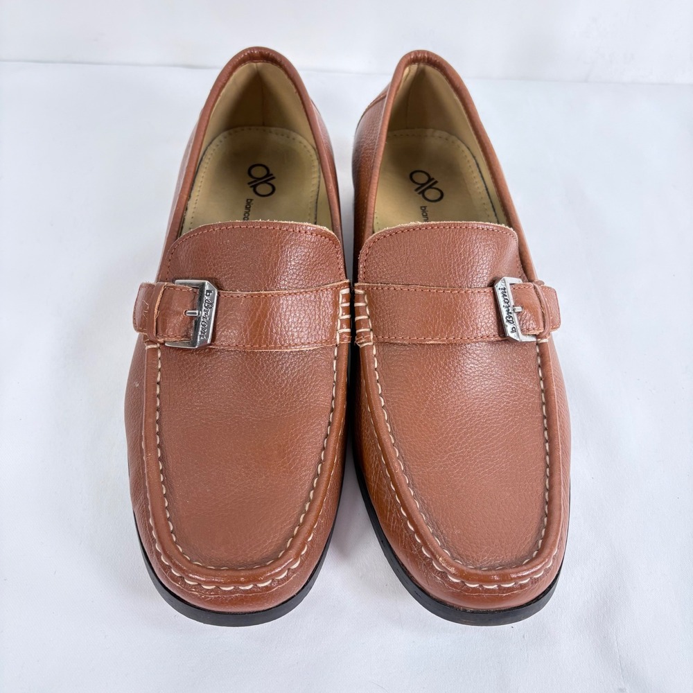 Bianco Brioni Loafers Brown Leather Buckle Moc Toe Mens Dress Shoes Size 9.5 - Picture 8 of 10